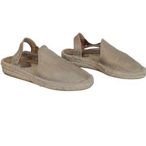 Sesto 7/8 Espadrilles Slip on Metallic Tan Cream Shoes.